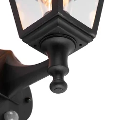 Applique murale d'extérieur classique noire avec détecteur de mouvement - Capital