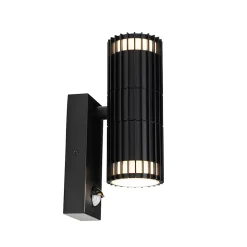 Applique murale d'extérieur noire avec détecteur de mouvement 2 lumières - Boris