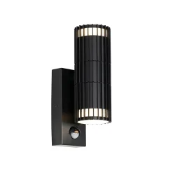 Applique murale d'extérieur noire avec détecteur de mouvement 2 lumières - Boris