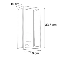 Applique murale d'extérieur industrielle noire IP44 avec verre - Rotterdam
