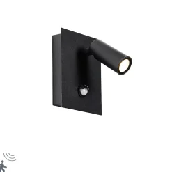 Applique murale d'extérieur noire avec LED IP54 détecteur de mouvement - Simon