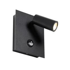 Applique murale d'extérieur noire avec LED IP54 détecteur de mouvement - Simon