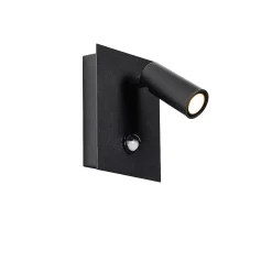 Applique murale d'extérieur noire avec LED IP54 détecteur de mouvement - Simon