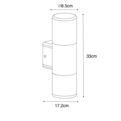 Applique murale d'extérieur noire avec abat-jour opale 2 lumières IP44 - Odense