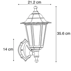 Applique murale d'extérieur antique dorée IP44 - New Haven