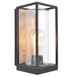 Applique murale d'extérieur effet bois Flair noir mat IP44 E27 40W Lutec