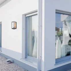 Applique murale d'extérieur effet bois Flair noir mat IP44 E27 40W Lutec