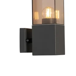 Applique murale d'extérieur moderne gris foncé avec verre fumé - Malios