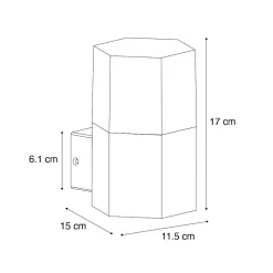 Applique murale d'extérieur noire avec verre fumé hexagonal IP44 - Danemark
