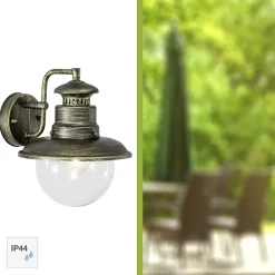 Applique murale d'extérieur ARTU E27 60W noir doré métal/verre IP44 - ampoule non incluse