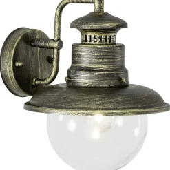 Applique murale d'extérieur ARTU E27 60W noir doré métal/verre IP44 - ampoule non incluse