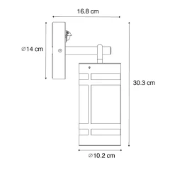 Applique murale d'extérieur brun rouille IP44 avec détecteur de mouvement - Ruben