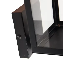 Applique murale d'extérieur moderne noire avec verre 30 cm - Rotterdam