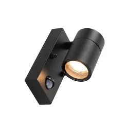 Applique murale d'extérieur noire avec détecteur de mouvement IP44 - Solo