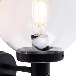 Applique murale d'extérieur noire avec verre transparent, détecteur de mouvement inclus - Sfera