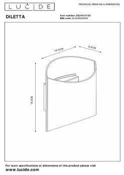 Applique murale DILETTA en aluminium avec 1xG9 - Noir - Lucide