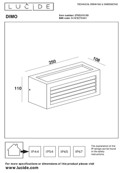 Applique murale DIMO en aluminium avec 1xE27 - Anthracite - Lucide