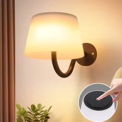 Applique murale d'intérieur NETTLIFE à piles avec interrupteur : appliques murales LED à intensité variable, noires, sans fil