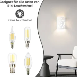 Applique murale d'intérieur NETTLIFE pour couloir - Éclairage vers le haut et vers le bas - Design moderne - E14