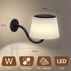 Applique murale d'intérieur NETTLIFE à piles : 2 appliques murales LED à intensité variable avec interrupteur, sans fil, noirs