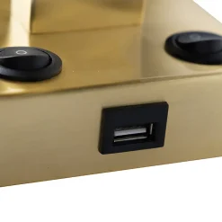Applique murale dorée USB avec abat-jour blanc - Brescia Combi