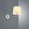 Applique murale E27 max 60W bras pivotant tissu blanc nickel mat - Trio - Lyon