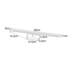 Applique murale en acier 62 cm avec LED IP44 - Jerre