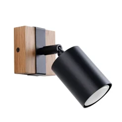 Applique murale en acier/bois naturel 1 ampoule 3000K - 8x17x13cm Sollux