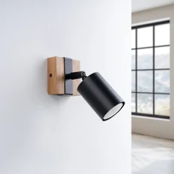 Applique murale en acier/bois naturel 1 ampoule 3000K - 8x17x13cm Sollux