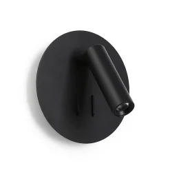 Applique Murale en Aluminium Noir avec Projecteur de Lecture 3W et Lumière Ambiante à l'Arrière 6W avec Interrupteurs