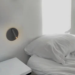 Applique Murale en Aluminium Noir avec Projecteur de Lecture 3W et Lumière Ambiante à l'Arrière 6W avec Interrupteurs