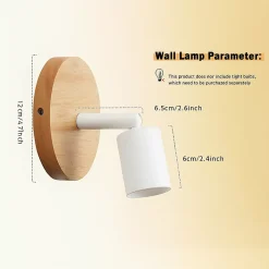 Applique murale en bois avec douille E27, style vintage et rustique