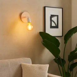 Applique murale en bois avec douille E27, style vintage et rustique