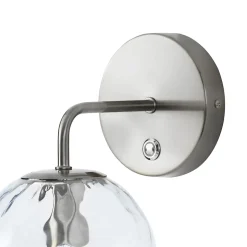 Applique murale en métal argenté avec abat-jour en verre Teamson Home