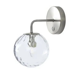 Applique murale en métal argenté avec abat-jour en verre Teamson Home