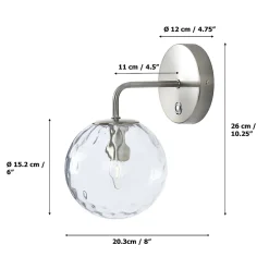 Applique murale en métal argenté avec abat-jour en verre Teamson Home