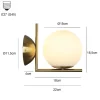 Applique Murale ESFERA avec Globe en Verre Opale E27 G45 Diffuseur en Verre Soufflé et Structure en Acier Doré.