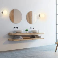 Applique Murale et Plafonnier Boule 150 mm Verre Opale E27 IP44 Chromé pour Salles de Bain et Extérieurs