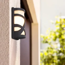 Applique murale exterieure PRALINE 26,7 cm metal plastique anthracite style moderne dimensions 14,6 x 9,8 cm douille E27