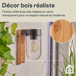 Applique murale extérieur Lovage effet bois E27 IP44 10W GoodHome
