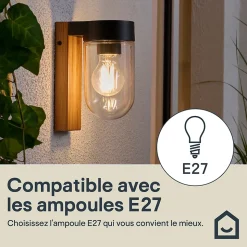 Applique murale extérieur Lovage effet bois E27 IP44 10W GoodHome