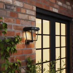 Applique murale extérieur à énergie solaire Piceo 800lm 10W IP44 blanc froid l.15,4 x H.19,4 cm GoodHome noir