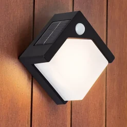 Applique murale extérieur solaire à détection LED intégrée Camino 2W 300lm IP44 blanc froid l.13,5 x H.6,3 cm noir