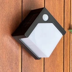 Applique murale extérieur solaire à détection LED intégrée Camino 2W 300lm IP44 blanc froid l.13,5 x H.6,3 cm noir