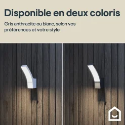 Applique murale extérieur LED intégrée Gambell 1600lm 10W IP44 blanc chaud l.8 x H.24 cm GoodHome blanc