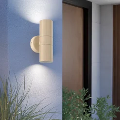 Applique murale extérieur LED double tête GU10 IP44 beige sable Eglo Tomellosso
