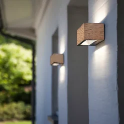 Applique murale extérieur LED intégrée Gemini 700lm 10,5W IP54 Lutec coloris naturel L.14 cm x H.9 cm x P.6,5 cm