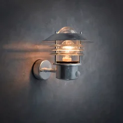 Applique murale extérieur à détection Engla Lutec E27 IP44 60W l.21 x H.23 x P.25 cm gris galva