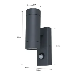 Applique murale extérieur à détecteur de mouvement Tongoa gris GU10 25W IP44 Goodhome