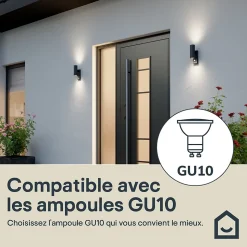 Applique murale extérieur à détecteur de mouvement Tongoa gris GU10 25W IP44 Goodhome